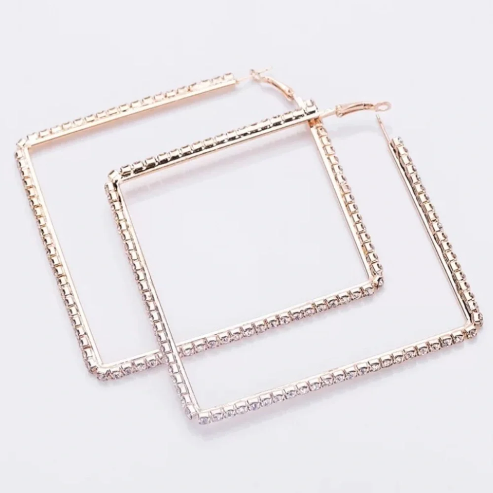 Oversized Big Square Hoop Earrings - Picture 2 of 2